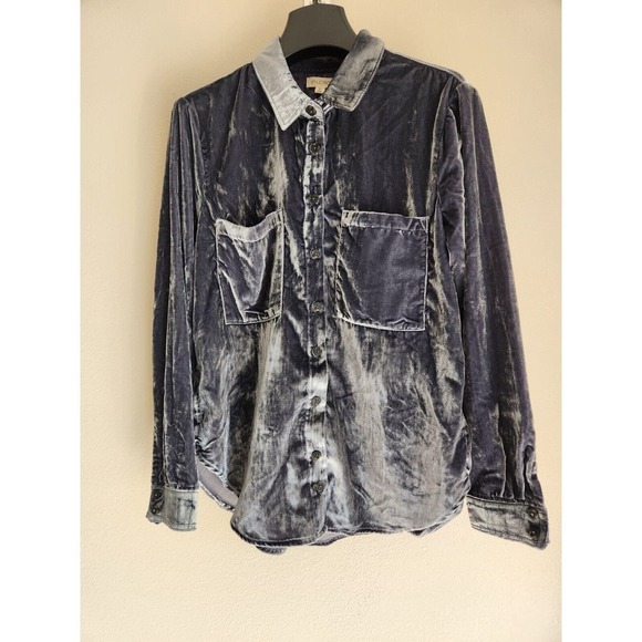 NWT Anthropologie Pilcro The Hadley Relaxed Velvet Buttondown Shirt Sz SP Petite - Picture 6 of 13